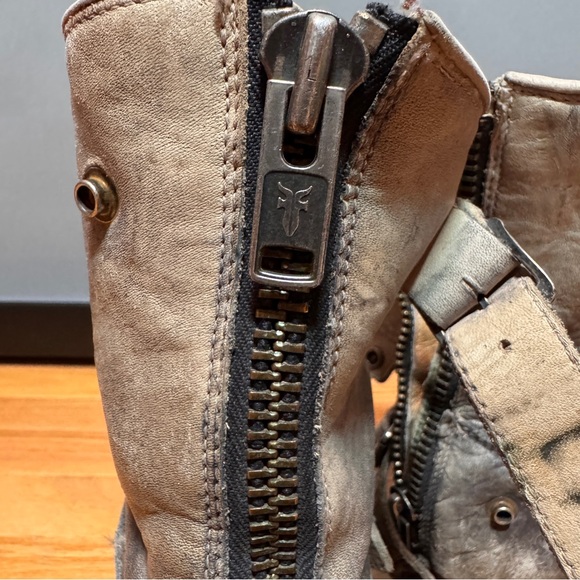 Distressed Gray Frye Leather Ankle Boots - Picture 8 of 9